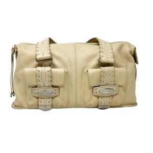 MICHAEL KORS Western Light Beige Leather Hobo Shoulder Handbag